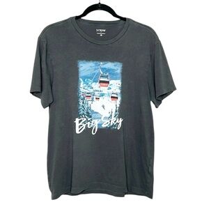 J. CREW Factory Men's Blue Sky Skiing Graphic Print Shirt size Medium